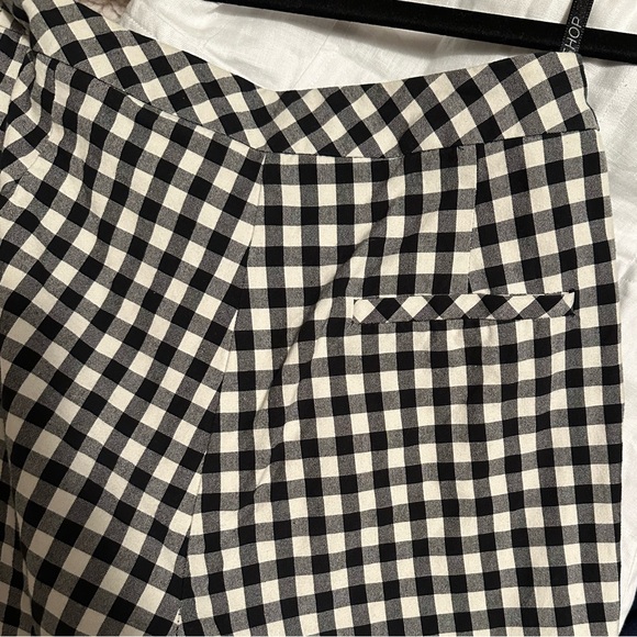 Topshop Black and White Gingham Pant Size 4 Ruffled Hem - Picture 6 of 7